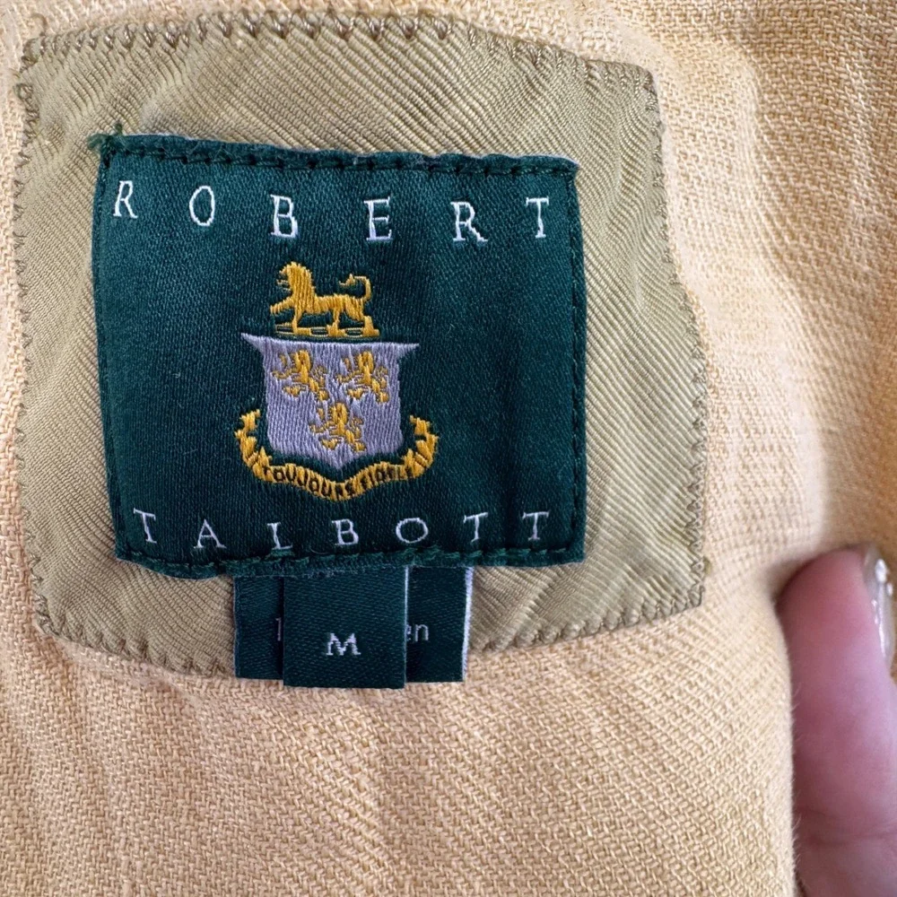 Robert Talbott Mens 100% Linen Unstructured Blazer Butter Yellow 3-Button Size M